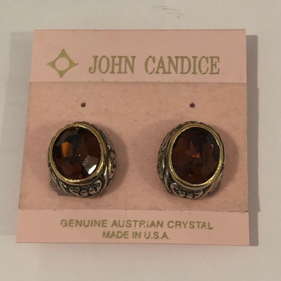 John Candice NEW Earrings Genuine Austrian Crystal - Picture 1 of 5